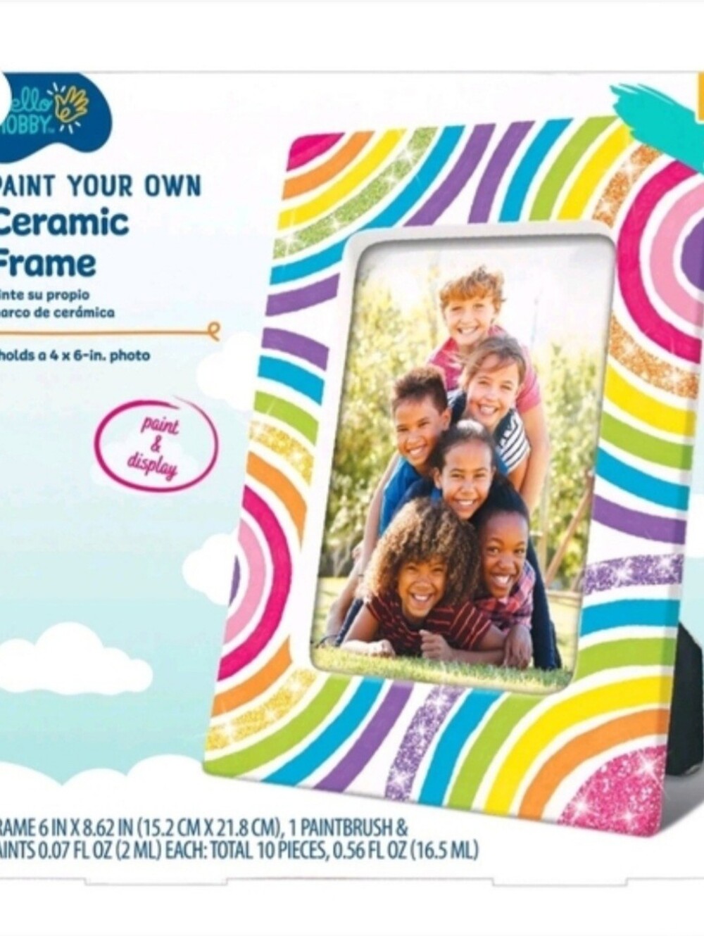 Paint Your Own Ceramic Frame - Multicolor Rainbow Design